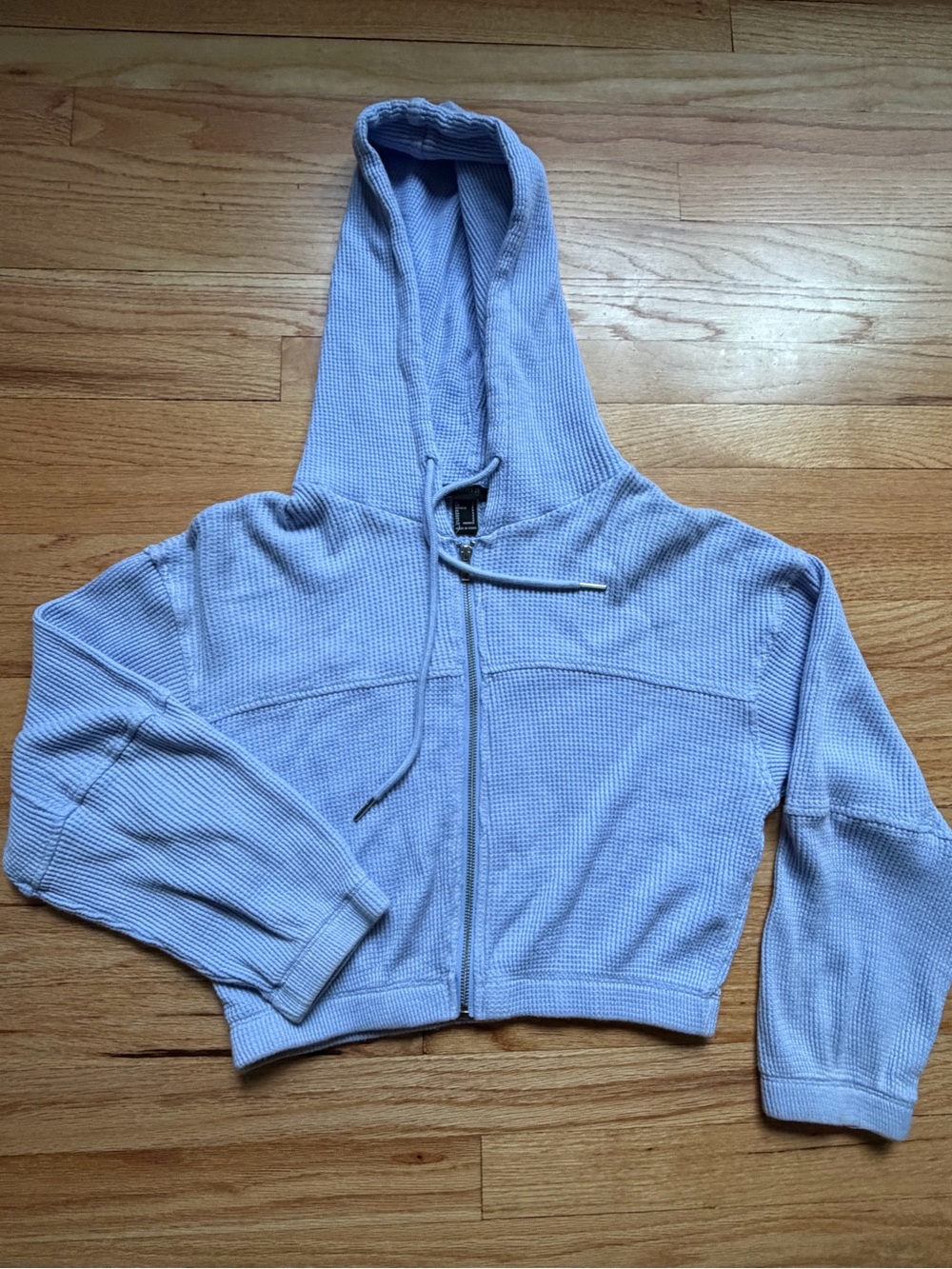Forever 21 Cropped Lavender Waffle Knit Zip Hoodie